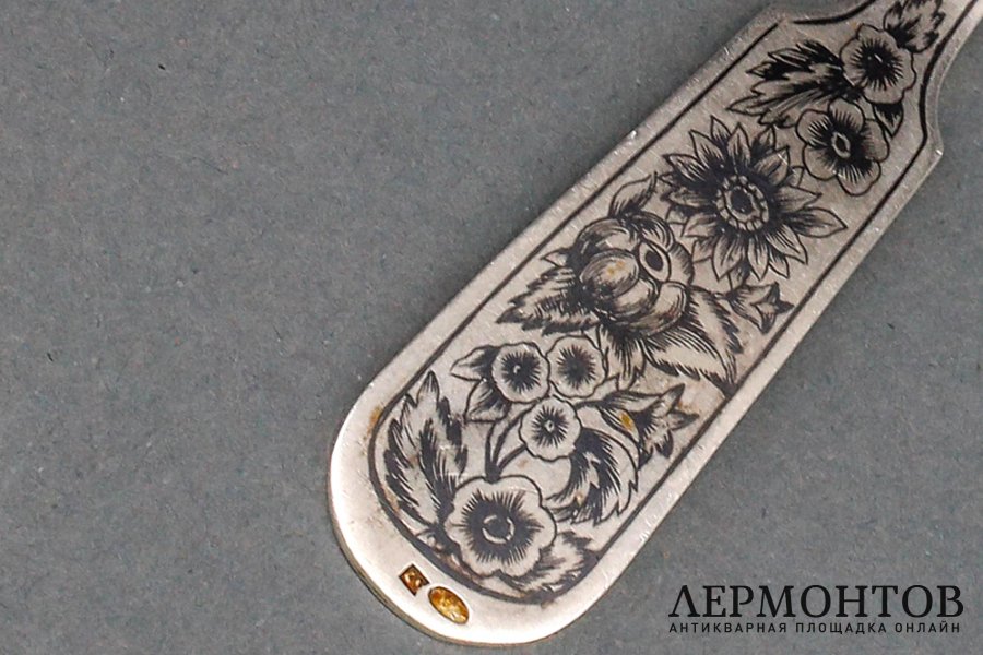 Столовая ложка. Серебро 875 пр. СССР, Северная чернь, 1930е гг.