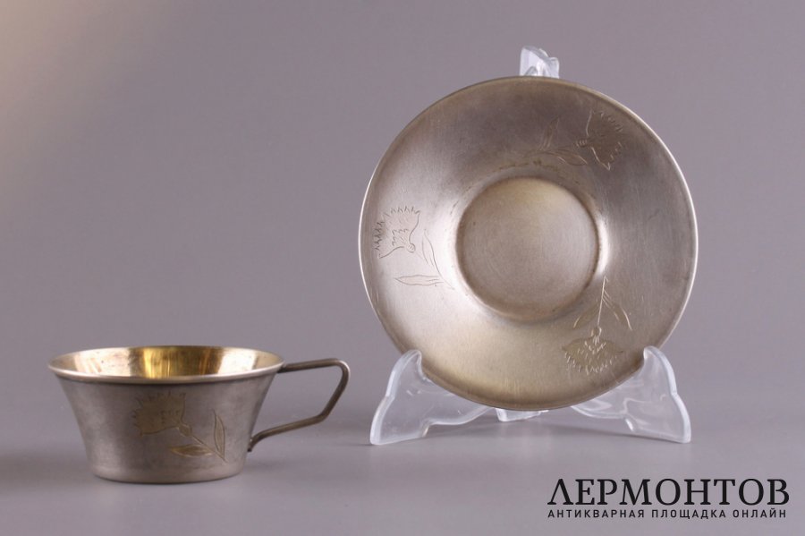 Кофейная пара. Серебро 875 пробы. СССР, завод Московский ювелир, 50-60-е гг. 20 в.