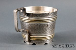 Подстаканник Кадка. Серебрение. Российская империя, Братья Бух, 1865-1872.