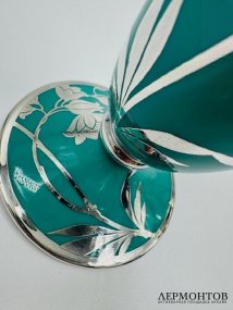 Ваза для цветов в технике silver overlay. Фарфор, серебро, Rosenthal, Германия, 1-я половина 20 века