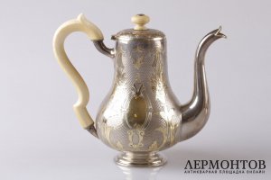 Чайный и кофейный сервиз Werner i Sa. Серебро 84 пробы. 1881 год. Российская империя