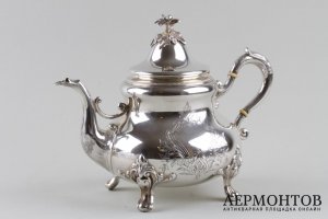 Чайник в неоклассическом стиле Fizaine. Серебро 950 пробы. Франция, XIX век.