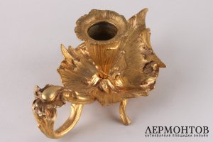 Подсвечник в виде виноградного листа. Бронза. Франция, кон. 19 в. 