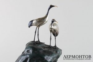 Окимоно Журавли и черепаха. Бронза. Япония, 1960-е гг.