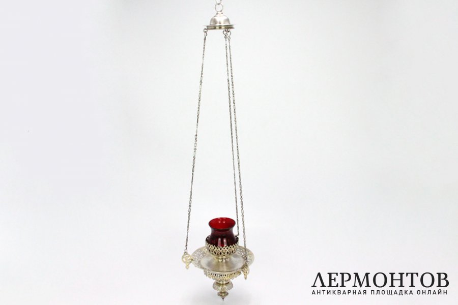 Массивная лампада, русский стиль. Серебро 84 пробы. Россия, 1870 г.