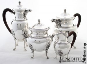 Чайно-кофейный сервиз для двоих. Limousin et Souche. Серебро 950. Франция