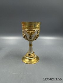 Кубок для вина с камнями. Серебро 925 пробы, золочение, Россия, современная работа