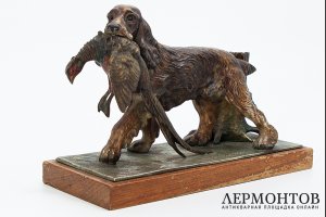 Статуэтка Охотничья собака с дичью. Франция, автор Charles Paillet, 1 треть 20 в.