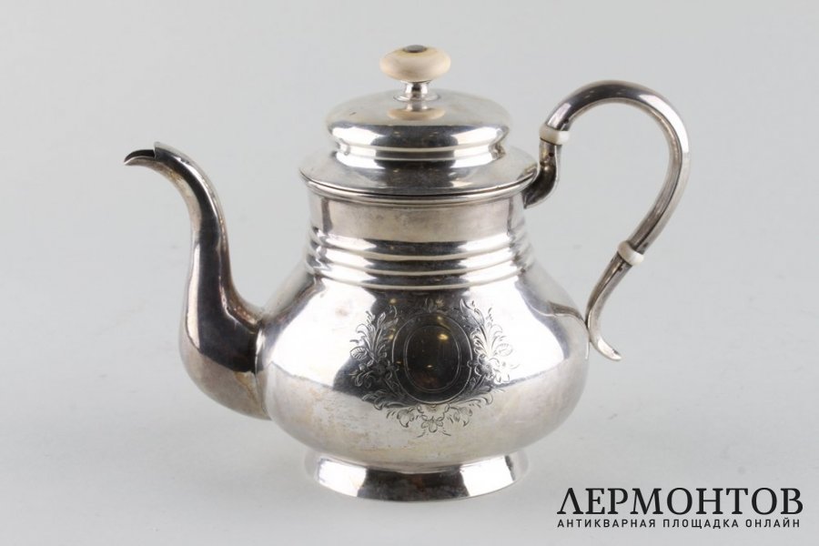 Чайник. Серебро 84 пробы, кость. Российская империя, Мухин А., 1876.