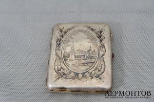 Портсигар. Серебро 875, чернь. СССР, 30-е годы ХХ века.