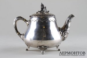 Чайник в стиле рококо. Серебро 84 пробы. Россия,1875-1894 годы