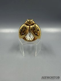 Настольные часы «Божья коровка». Латунь, золочение, оникс, Chopard