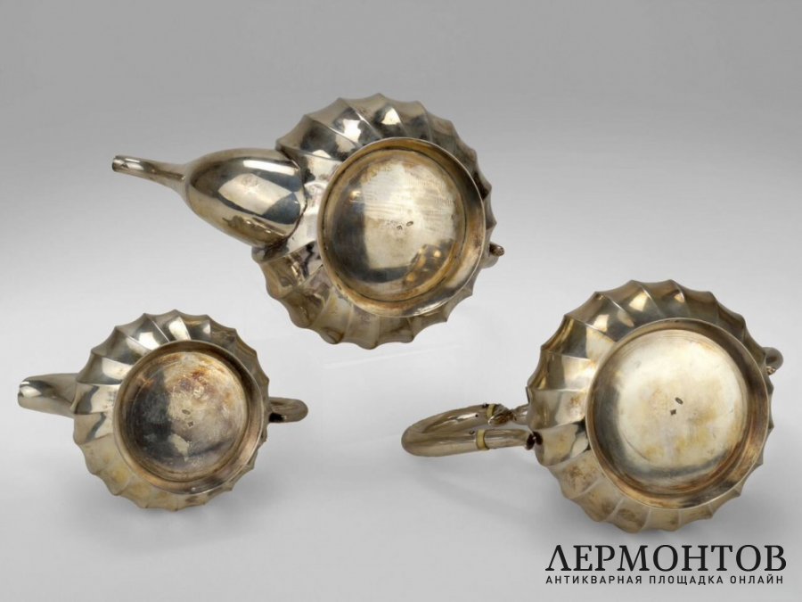 Сервиз в ст. Модерн. Россия, Н. Зверев, 1900-е гг. Серебро 84 пробы.