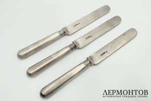 Десертные ножи. Россия, Киев, Иосиф Маршак, 19 век. Серебро 84 пробы.