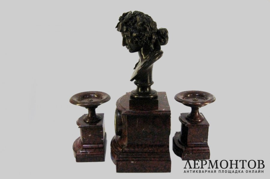 Часовой гарнитур Дионис. Бронза, мрамор. Франция,  Париж, XIX век.