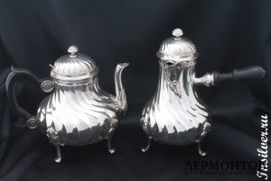 Чайно-кофейный сервиз Leon LAPAR. Серебро 950. Франция