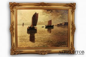 Картина. Морской пейзаж. Георг Арнольд-Грабоне. Холст, масло. Германия
