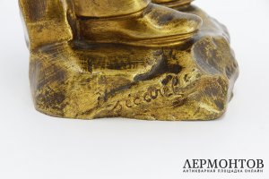 Скульптура Мужчина с корзиной яблок. Бронза, кость. Франция, Secarel, 1920-30е гг.