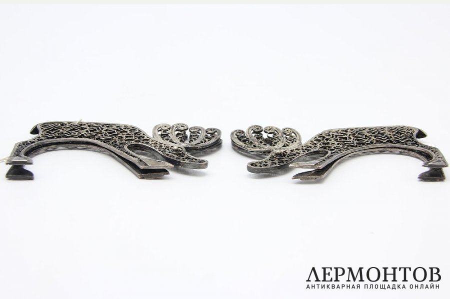Фигурки Лоси. Серебро, скань. Россия, Красносельский ювелирный завод, 1990е гг.