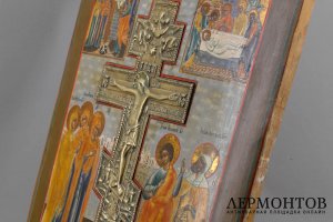 Икона Распятие Христово с врезным крестом. Россия, 19 век. 