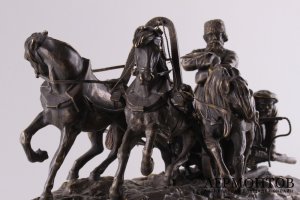 Скульптура Зимняя тройка. Е.А. Лансере. Бронза. Российская империя, Санкт-Петербург, конец XIX в