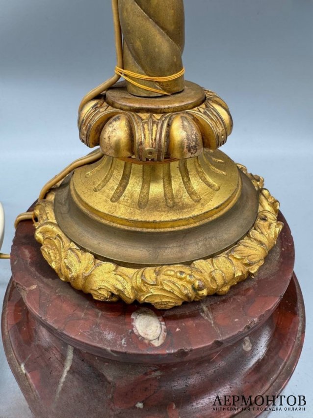 Керосиновая лампа. Бронза, мрамор, Западная Европа, конец 19 века