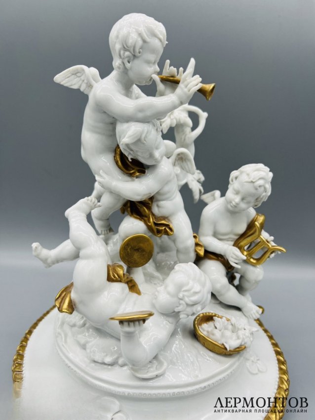 Статуэтка «Музицирующие путти». Бисквит, Ernst Bohne Söhne, Германия, 1901–1920 годы
