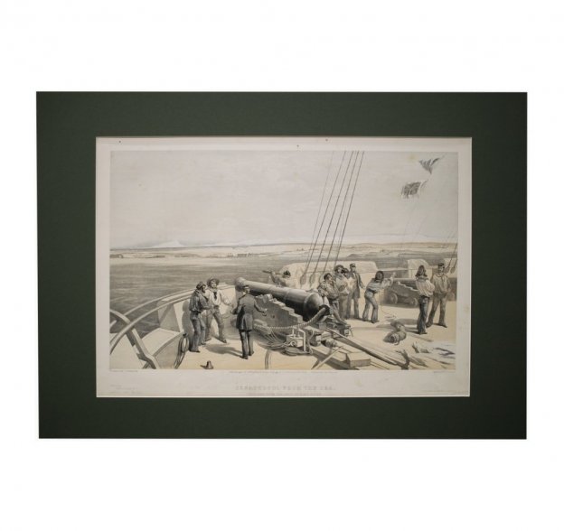 Литография. Вид на Севастополь с моря. Крымская война. Симпсон. Лондон, 1955 г.