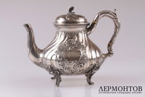 Чайник в стиле рококо. Henri Soufflot. Серебро 950 пробы. XIX в. Франция