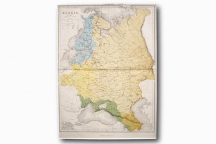 Карта. Российская империя в Европе. W. Hughes. Англия, 1860-е годы.