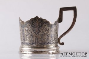 Подстаканник с черневым узором. Серебро 84 пробы. Российская империя