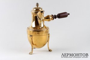Кофейник в стиле ампир. Aucoc. Серебро 950, золочение. Франция, конец XIX в.
