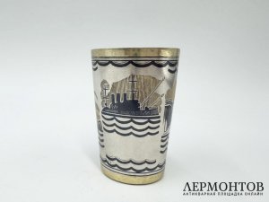 Стопка памятники Санкт-Петербурга. 2 пол. 20 века. Серебро 875 пробы, чернь.