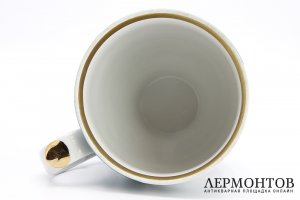 Чайная пара 70 лет Революции, агитация. СССР, Дулево, 1987. Фарфор, роспись 