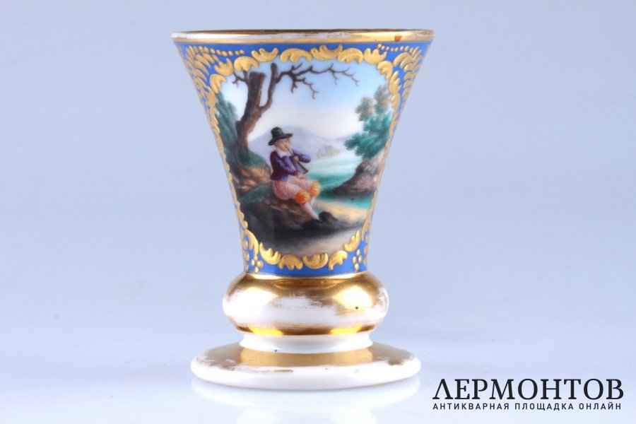 Стопка. Странник и музыкант. Россия, А.Т. Сафронов. 1830-1840г. Фарфор.