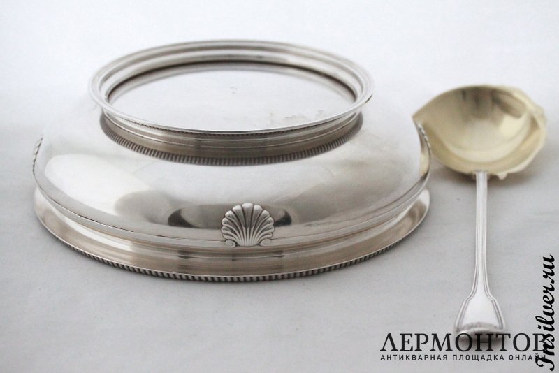 Большая чаша для фруктов с ложкой. Серебро 950. Франция