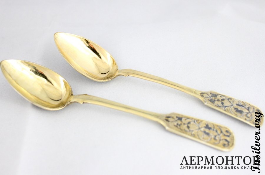 Две чайные ложки. 1856 год. Серебро 84. Россия