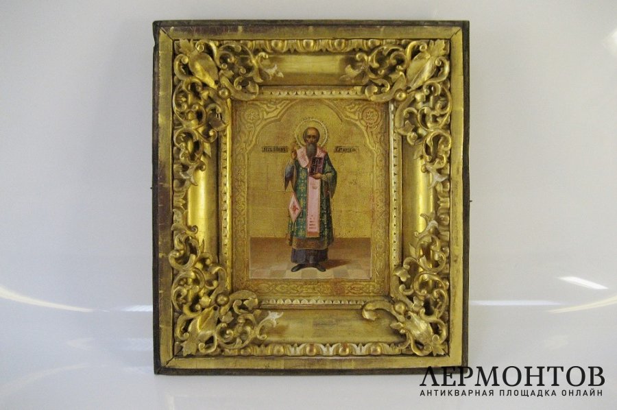 Икона.  Св. Епископ Лев Катанский. Дерево. Российская Империя, XIХ век.