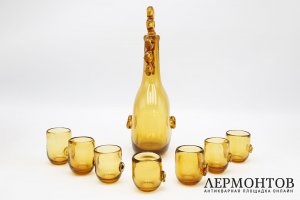 Набор из штофа и 7 стопок. Авт. Филимонова В.А. Дятьковский хрустальный завод