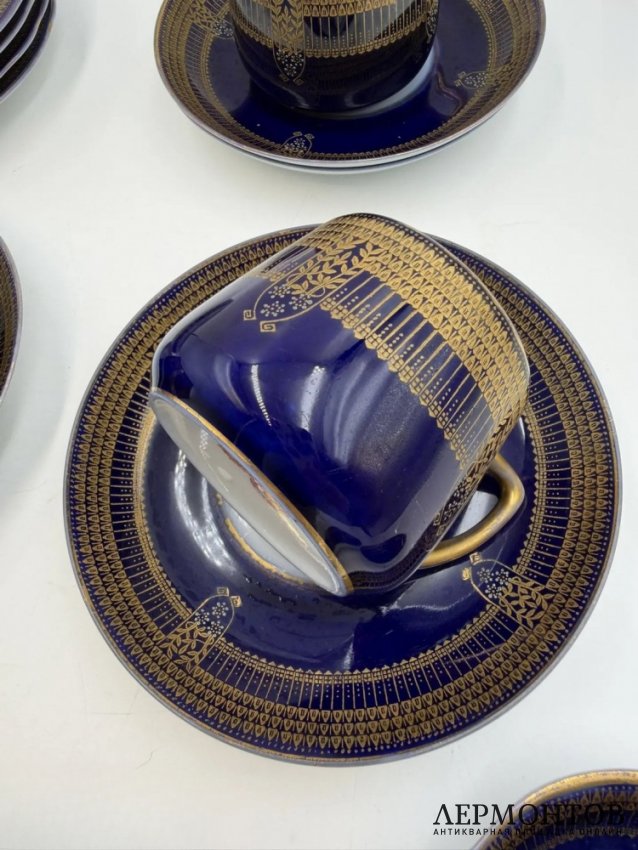 Чайный сервиз с кобальтом. Фарфор, фабрика Гарднера, Россия, 1870–1890 годы