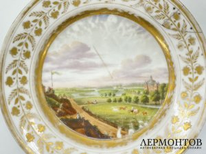 Тарелка Стремсхольмский дворец. Франция, Darte Freres, нач. 19 века. Фарфор, роспись.