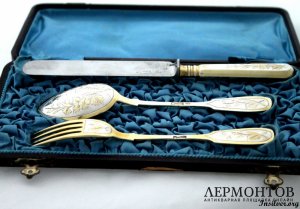 Десертный набор "Эгоист". Аристархов. Серебро 84. Россия