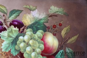 Пласт Натюрморт с ананасом. Фарфор, живопись. Европа,19 век. 