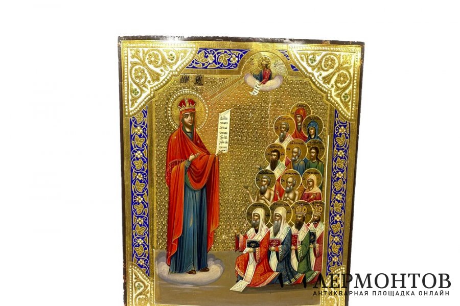 Икона Богоматерь Боголюбская.  Россия, кон. 19 - нач. 20 в. Дерево, левкас, смеш. тех