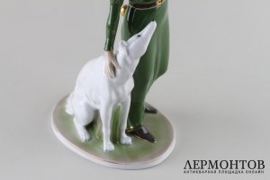 Статуэтка Дама с борзой. Фарфор.  Fraureuth, Германия, Carl Nacke, 1919-1926 гг.