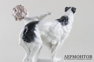 Статуэтка. Путти и русская борзая. Фарфор. Rosenthal. XX в.