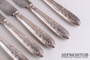 Набор столовых ножей, 8 шт. Серебро 950 пробы, сталь. Франция, XIX-XX вв.