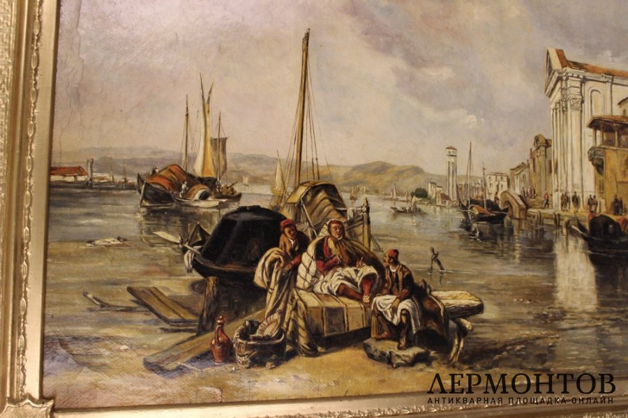 Картина. В порту. Карл Кауфман. Холст, масло. Австрия