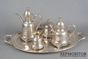 Чайный-кофейный сервиз. Австрия, конец 19 века. Серебро 950 пробы.