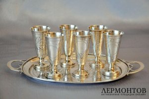 Набор рюмок.  Серебро 84 пробы. Российская империя